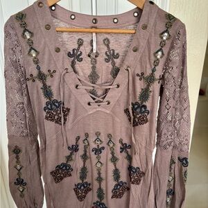 Free People embroidered long top .